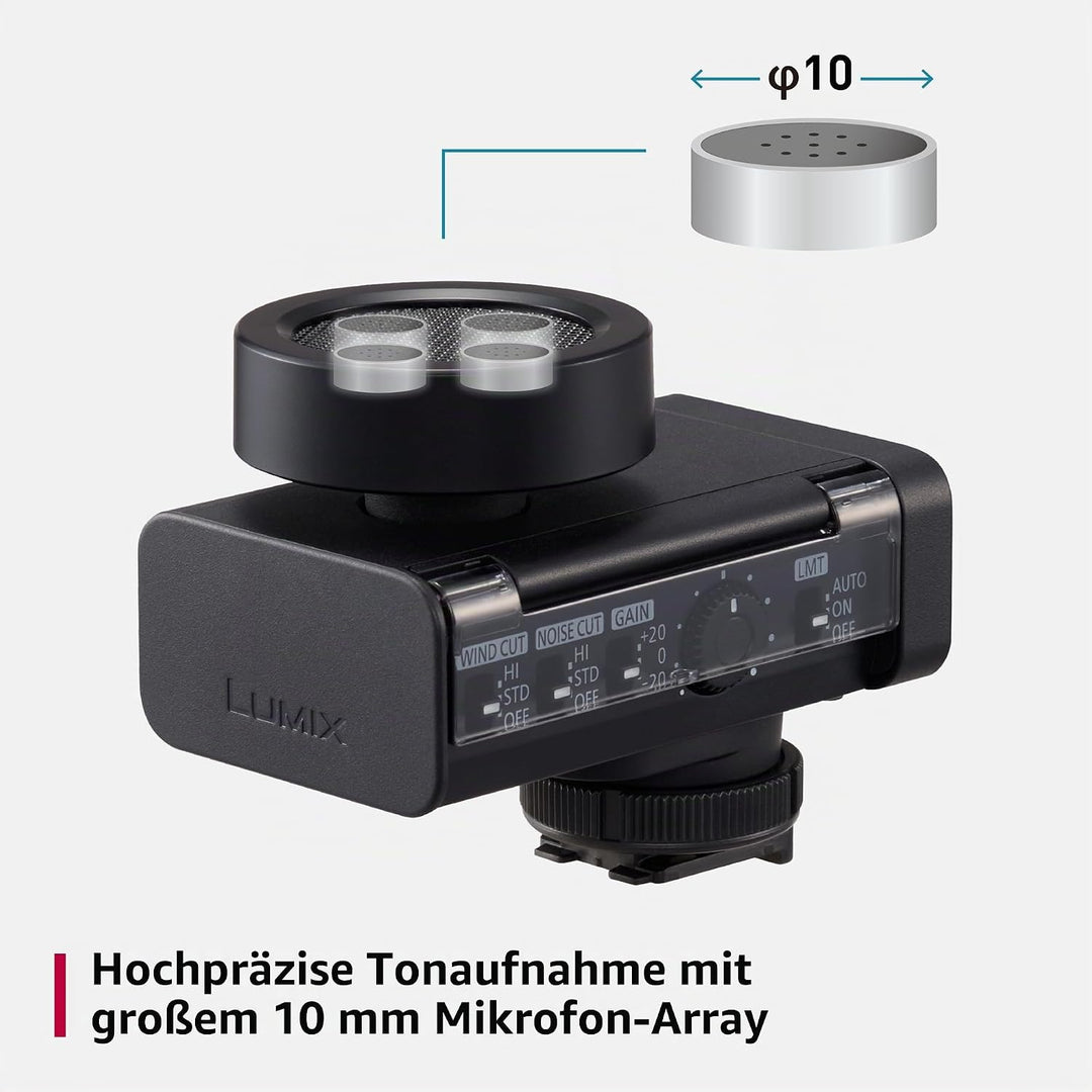 Panasonic Lumix DMS1 digitales Richtrohrmikrofon, 32-Bit-Schwimmer, 4-Kanal-Audio, 6-Richtungsmodi,