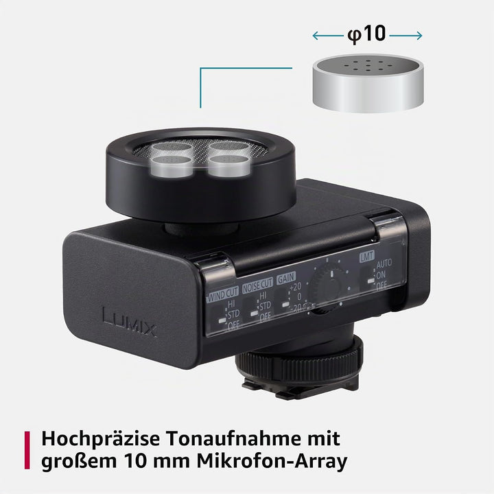 Panasonic Lumix DMS1 digitales Richtrohrmikrofon, 32-Bit-Schwimmer, 4-Kanal-Audio, 6-Richtungsmodi,