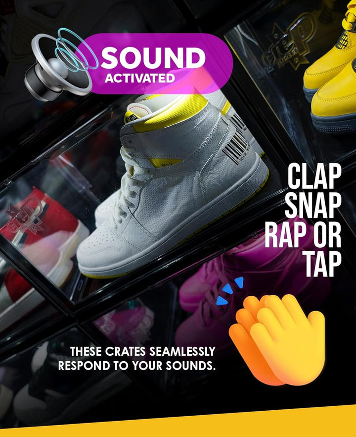 Crep Protect Transparente Schuhbox mit LED - Crates 3.0 Stapelbare Sneaker Aufbewahrungsbox mit Magn
