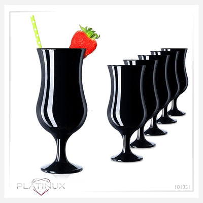 Schwarze Cocktailgläser max. 470ml aus Glas Set (6-Teilig) Longdrinkgläser Partygläser Milkshake Gla