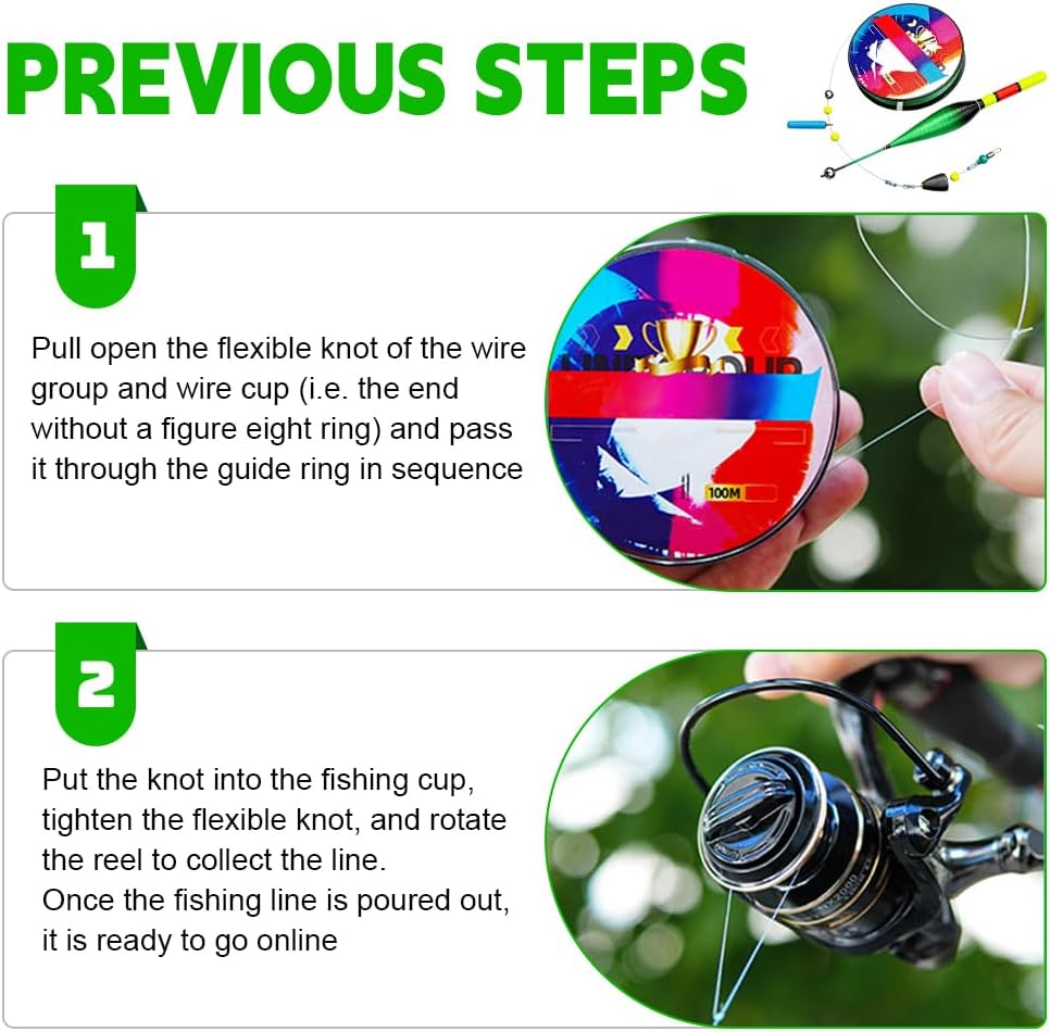 2 Sätze Automatic Bobber Fishing Line Set,Automatisches Grundangel-Set,Mit LED Pose & 100m Nylonschn