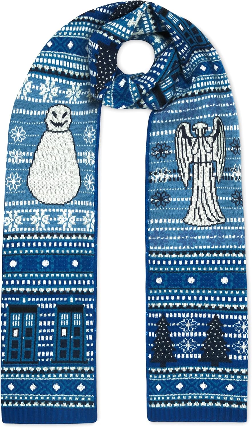 DOCTOR WHO Weihnachtsschal – Offizieller BBC Fanartikel Blau, Blau