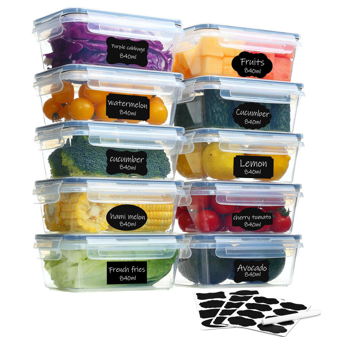 10er Frischhaltedosen mit Deckel, Gefrierdosen, Meal Prep Boxen, BPA-frei, luftdicht, stapelbar – Tu