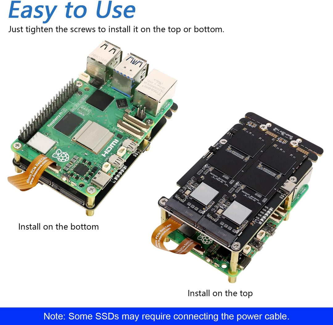 FREENOVE Quad M.2 NVMe SSD HAT for Raspberry Pi 5, M.2 Adapter AI HAT 4 Slots NAS RAID Kit, Solid St