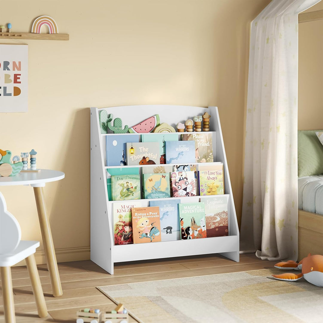 WOLTU Kinderbücherregal für Kinderzimmer Kindergarten, Bücherregal Kinder mit 4 Ebenen, Kinderregal