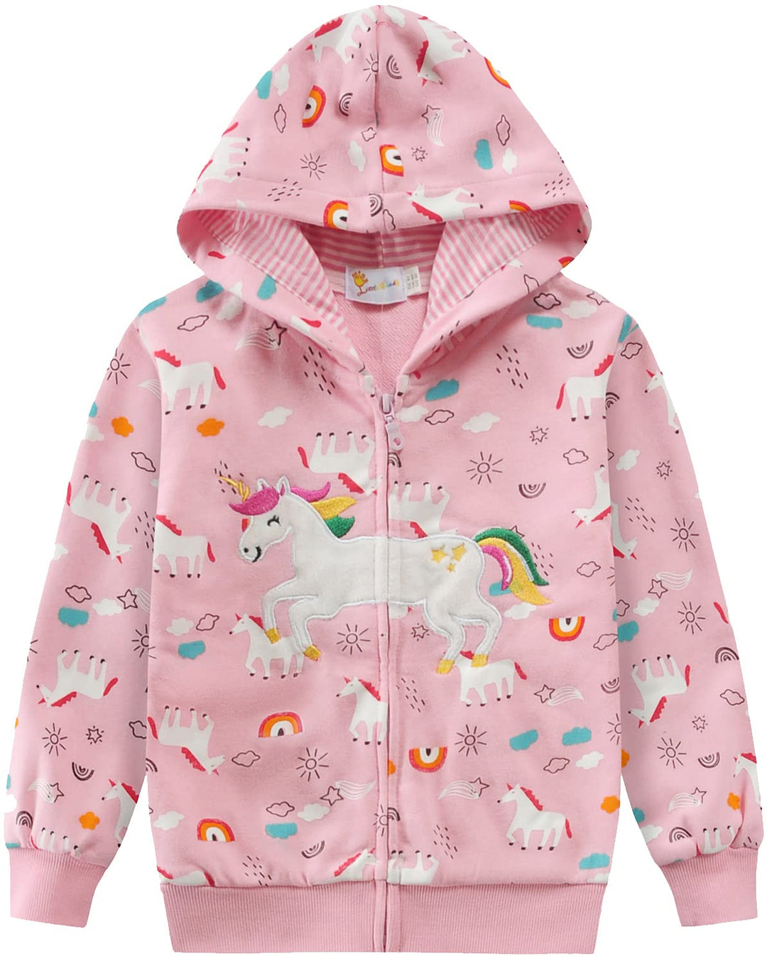 EULLA Kinder Mädchen Zip Up Hoodie Sweatjacke Kapuzenjacke Kapuzenpullover Langarm Baumwolle Einhorn
