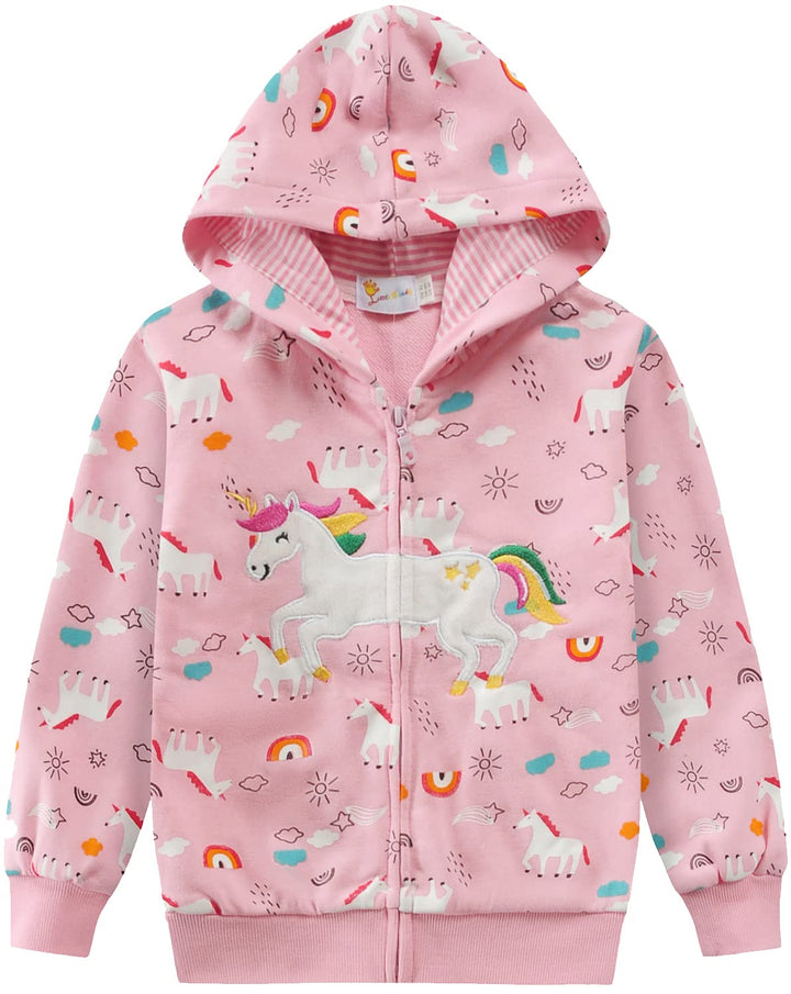 EULLA Kinder Mädchen Zip Up Hoodie Sweatjacke Kapuzenjacke Kapuzenpullover Langarm Baumwolle Einhorn