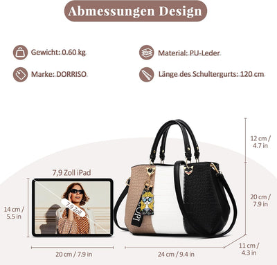 DORRISO Mode Damen Handtasche Niedliches Anhänger Umhängetasche Leichte Elegantes Reise Casual Handt