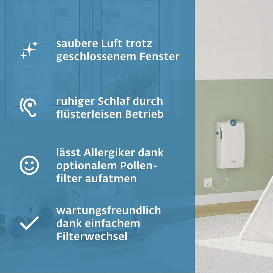 SIEGENIA AEROPAC Wand-Lüfter leise & energiesparend, dezentrale Wohnraum-Lüftung, hohe Luftleistung
