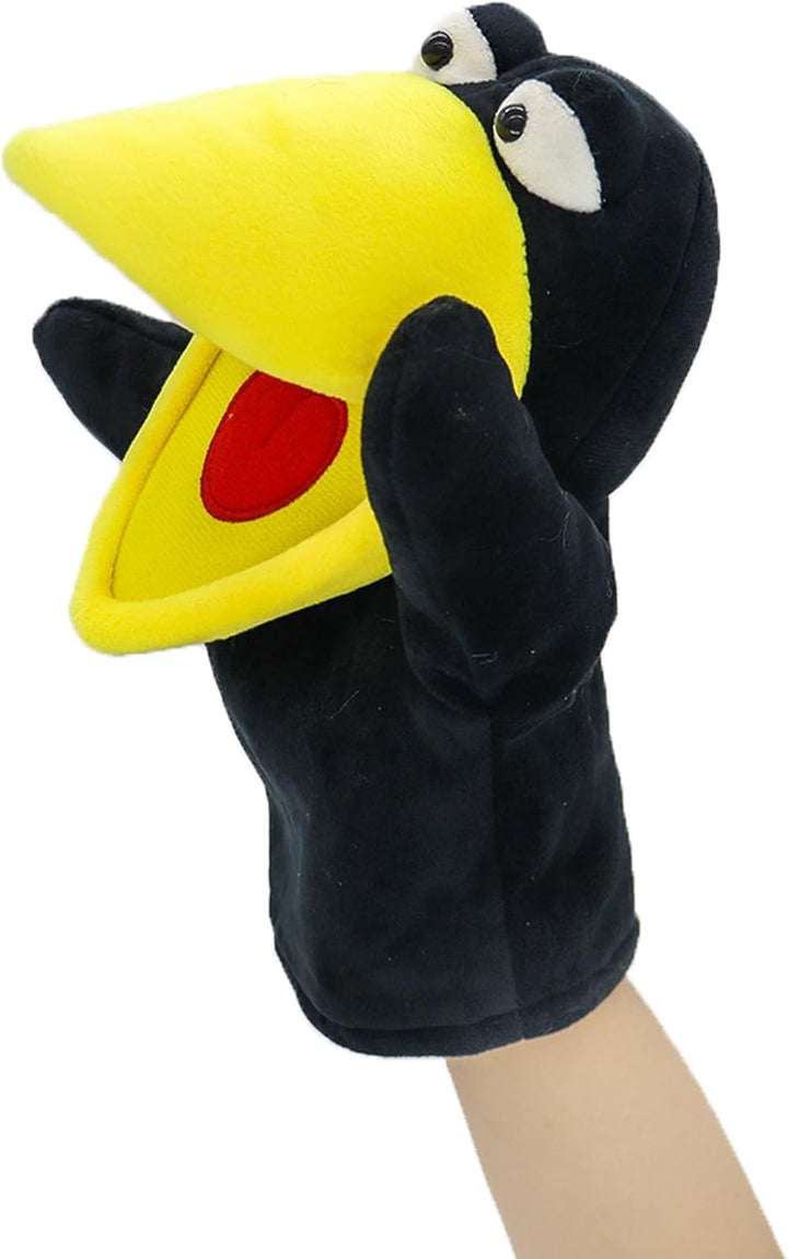 lilizzhoumax Krähe Handpuppe Kuscheltier Tier Rabe Kawaii Niedliches Rollenspiel interaktives Früher