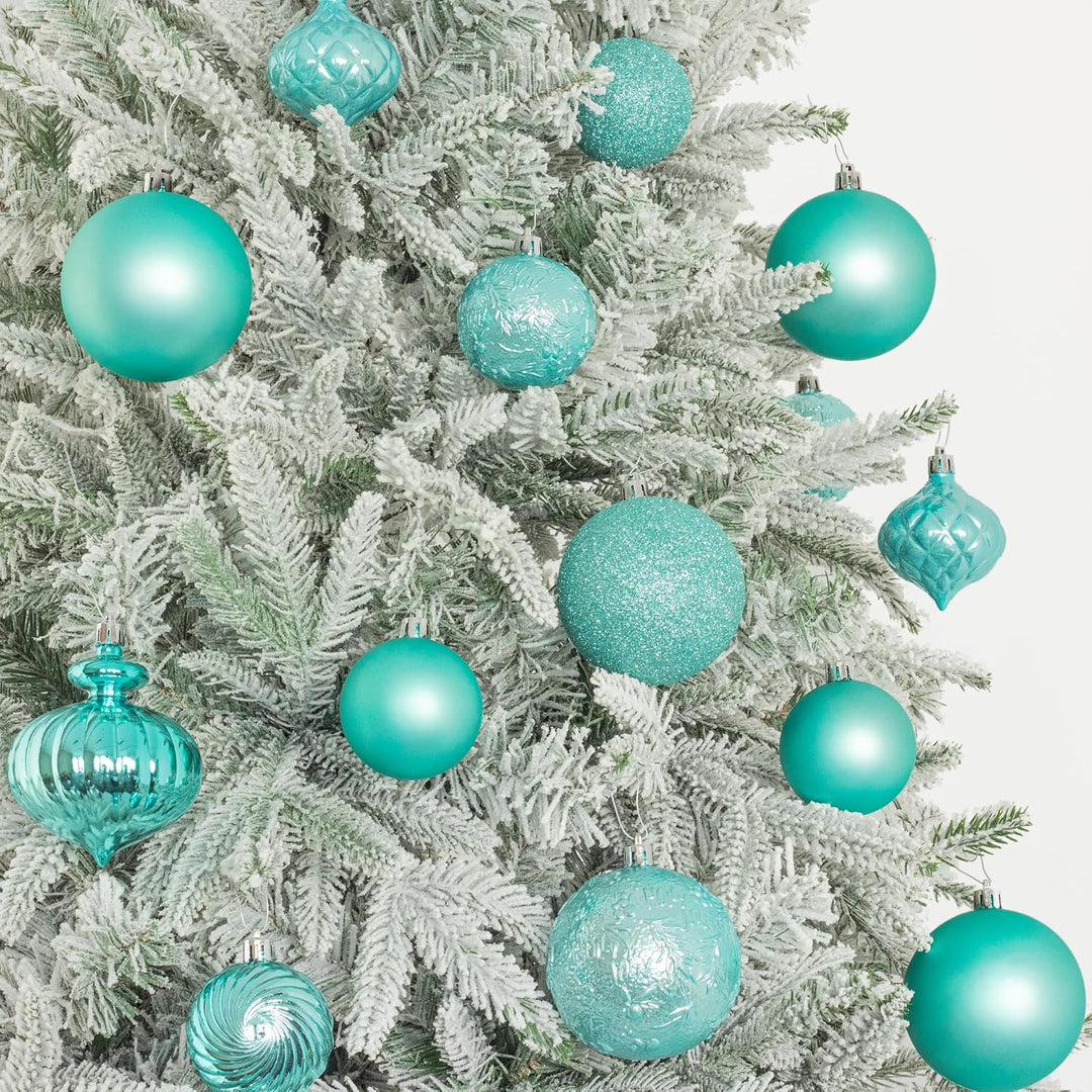 Busybee weihnachtskugeln Turkis Aqua blau Grun Teal 18 Stücke 8CM Ornamente für Weihnachtsbaum Blaug