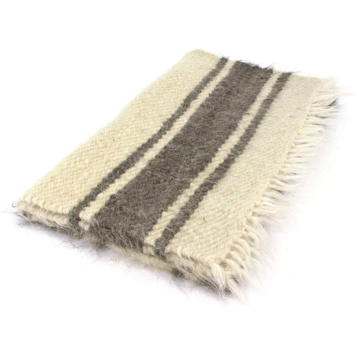Vehi Mercatus Handgewebte Wolldecke (grau/weiss Gemustert, 70 x 150 cm) Grau/Weiss Gemustert 70 x 15