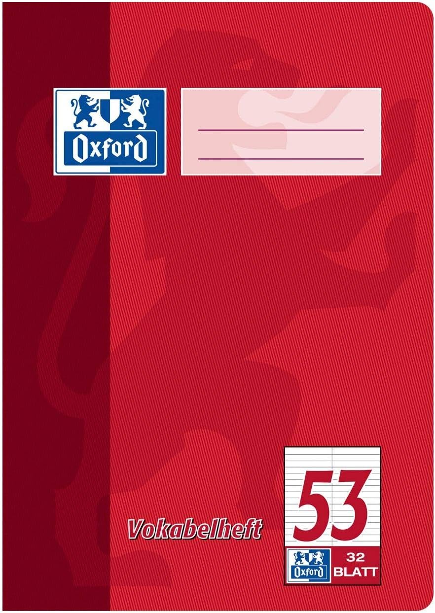 Oxford Vokabelheft, A5, Lin. 53 (2 Spalten), 32 Blatt, rot und grün, 10 Stück Single, Single