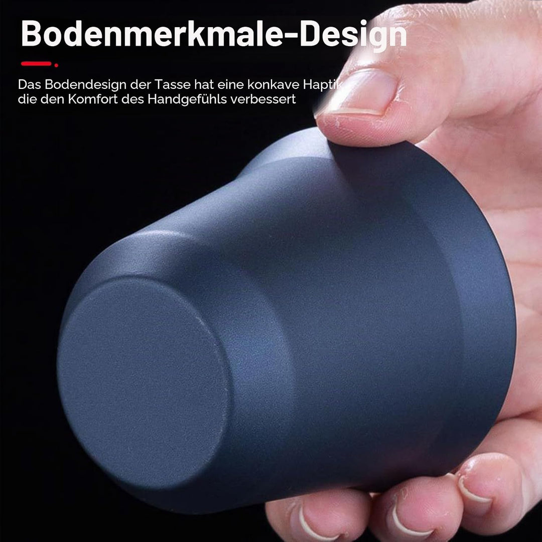 2er-Set Edelstahl Espressotassen Dickwandig, 80ml, Zylindrisch, Isoliert, Wiederverwendbar, 6,2 x 6,