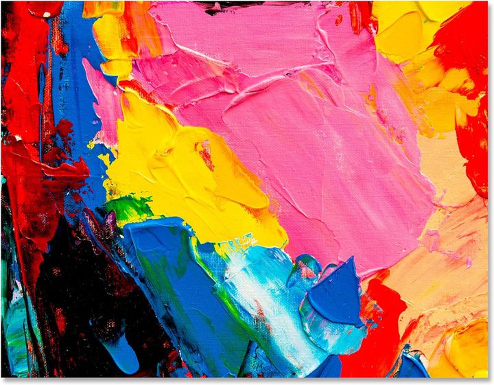 wandmotiv24 Leinwandbild Malerei, 100x75cm, Querformat, Bunt, Abstrakt, Deko, Bilder auf Leinwand, W