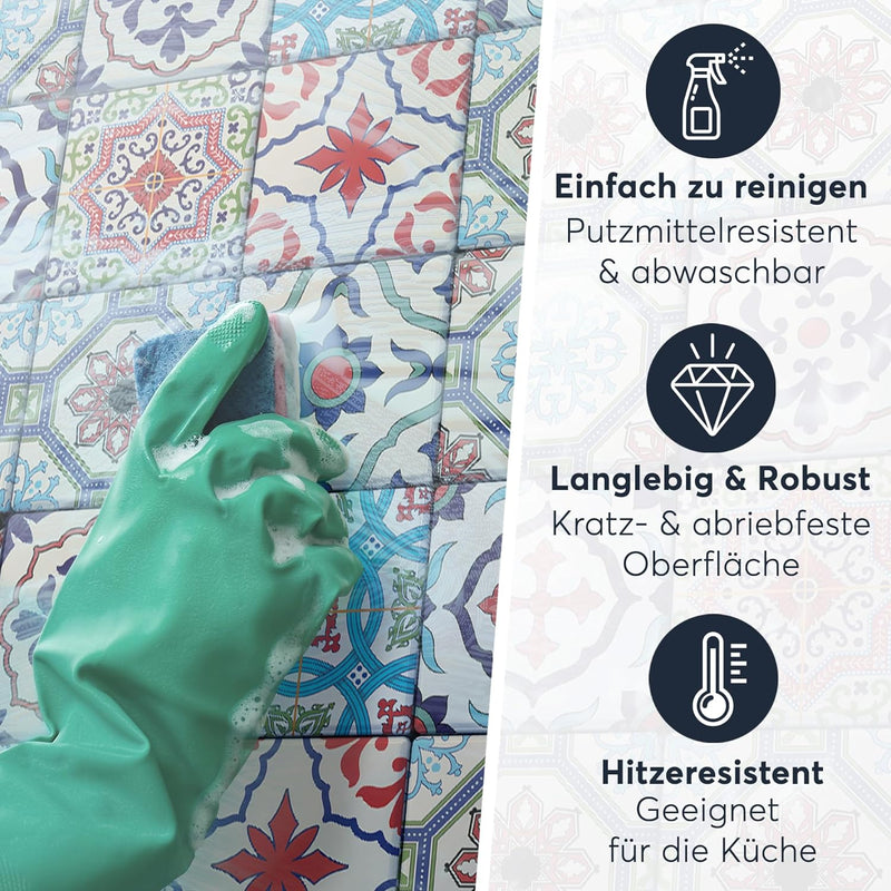 20 Stück Fliesenfolie für Bad und Küche 20x20 cm - Klebefliesen, Mosaikfliesen - Sticker Fliesen sel