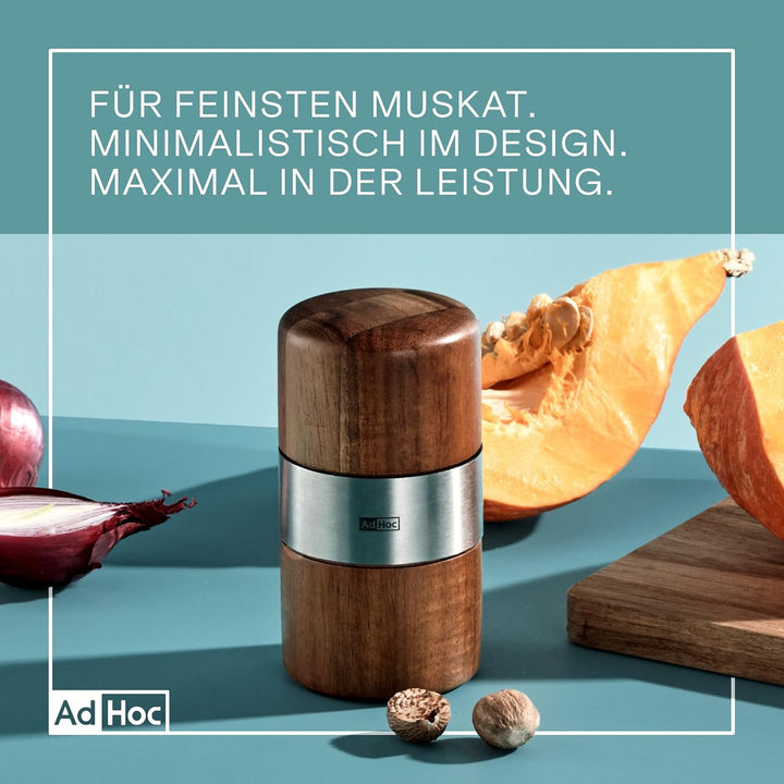 AdHoc PM70 Muskatmühle Muskato | innovative Holzmühle für edle Muskatnüsse | mit original PreciseCut