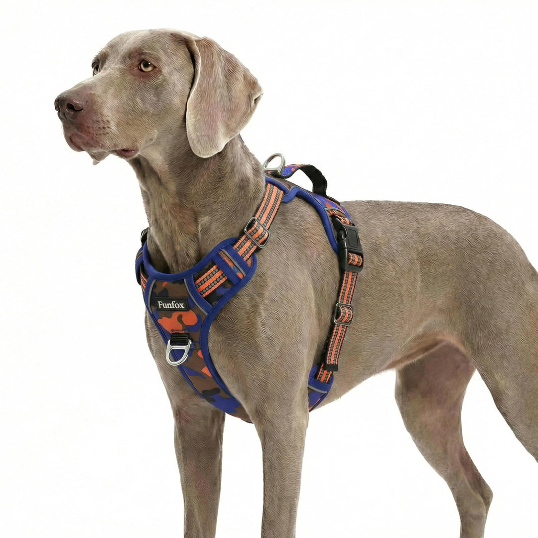 Funfox Hundegeschirr Grosse Hunde [XL] - Verstellbares Anti-Zug Brustgeschirr mit Griff & Reflektors