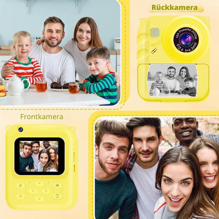 Kinder Sofortbildkamera 1080P, Digitalkamera für Kinder mit Sofortdruck, 32GB Speicherkarte &amp; 3 Druc