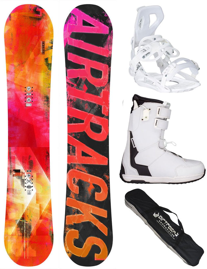 Airtracks Damen Snowboard-Set Morioirs Flat Zero Rocker + Bindung Master W Fastec + Boots + Sb Bag 1