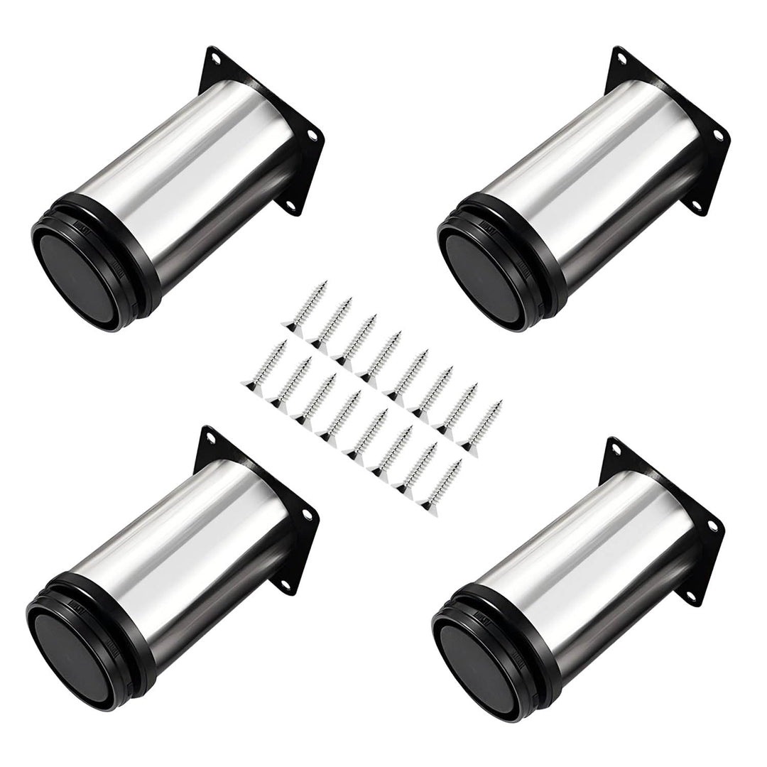 Qrity 4 Stück Verstellbare Möbelfüsse, Tischbeine Rund Edelstahl 120mm, Tischbeine Möbelfuss für Tab