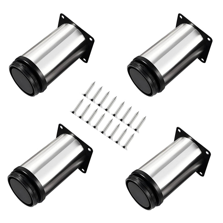 Qrity 4 Stück Verstellbare Möbelfüsse, Tischbeine Rund Edelstahl 120mm, Tischbeine Möbelfuss für Tab