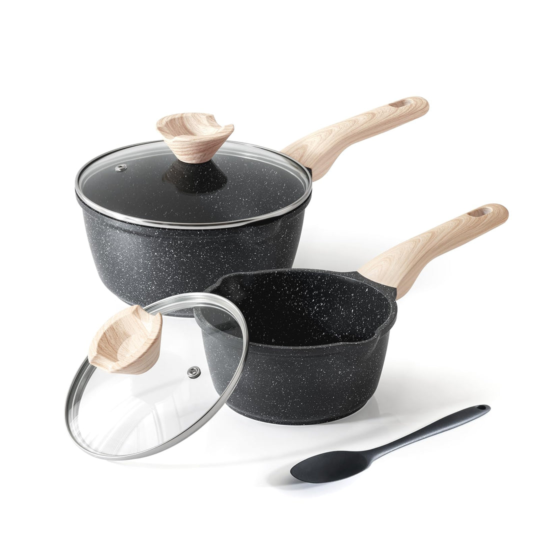 Kordisen Saucenpfannen-Set mit Deckel, 1,5 l & 2,5 Qt Antihaft-Kochtöpfe mit Ausgiesser, leicht zu r