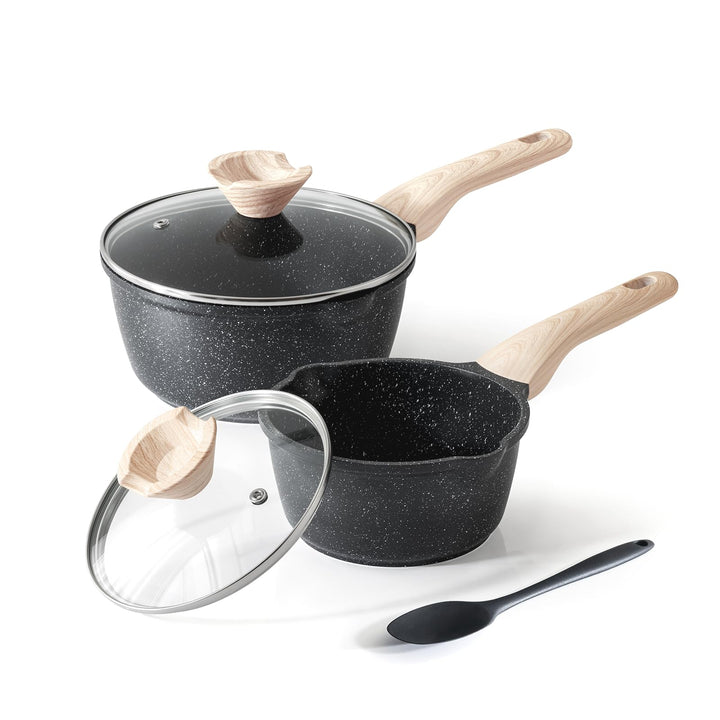 Kordisen Saucenpfannen-Set mit Deckel, 1,5 l & 2,5 Qt Antihaft-Kochtöpfe mit Ausgiesser, leicht zu r