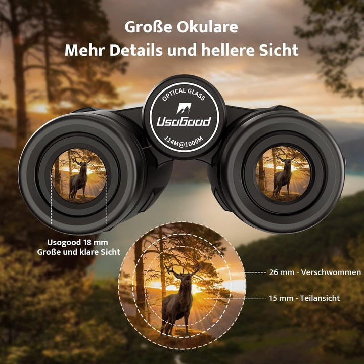 Hochleistungsfernglas, Usogood 10x42 HD Kompaktfernglas für Erwachsene mit BAK4-Prisma und FMC-Objek