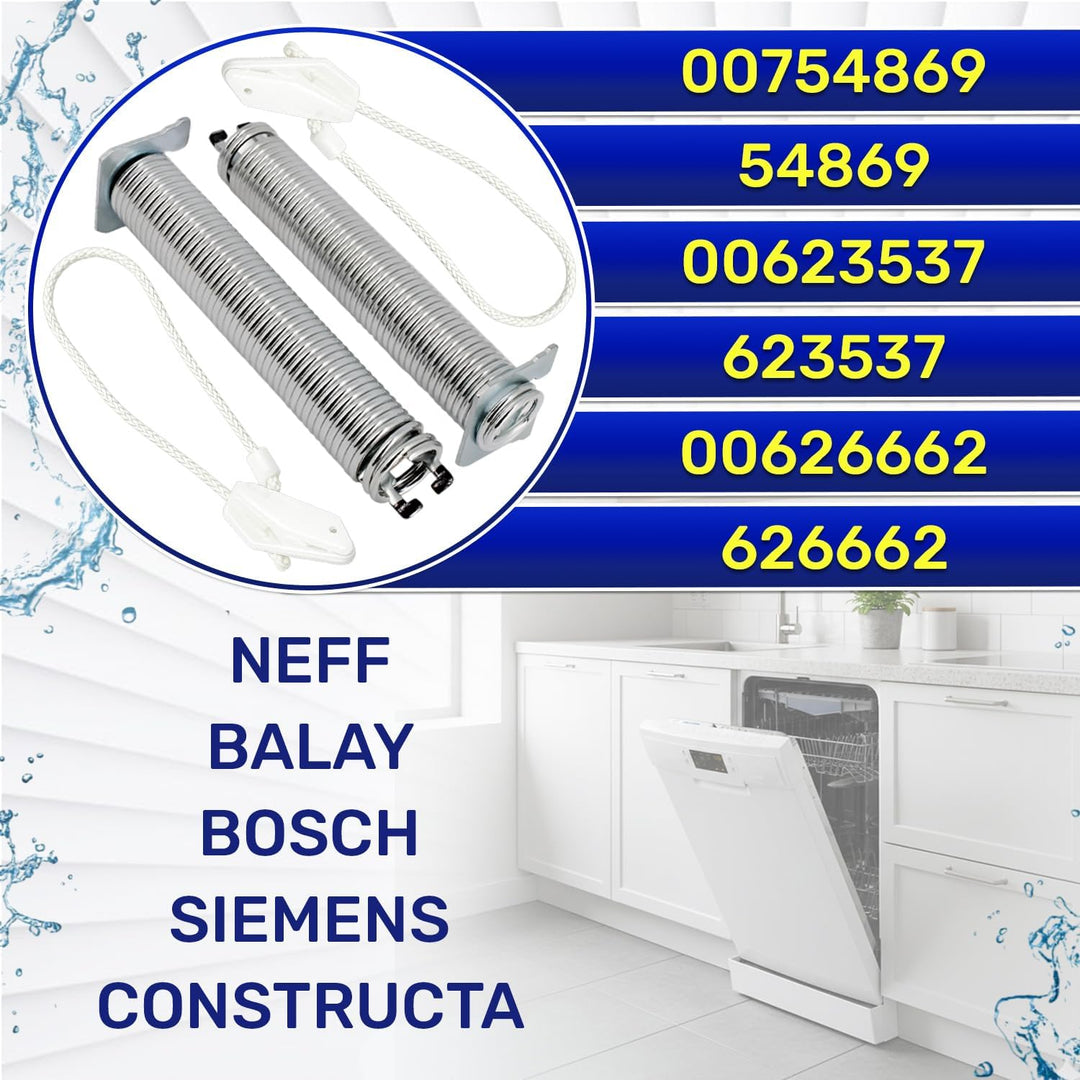 Reparaturset Scharniere in Schwarz und Feder für Geschirrspüler mit dem Originalcode 00754869 für Bo