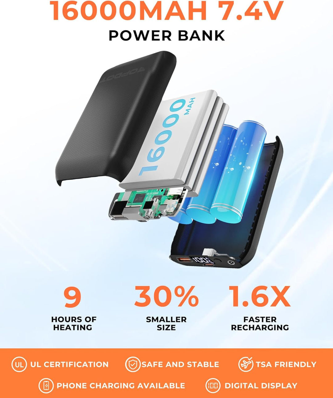 Topdot Heizweste Damen Mit Powerbank 16000 Mah 7,4v - 10 Heizzonen Beheizbare Weste Mit 3 Einstellba