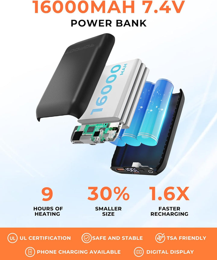 Topdot Heizweste Damen Mit Powerbank 16000 Mah 7,4v - 10 Heizzonen Beheizbare Weste Mit 3 Einstellba