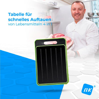 Auftauplatten für Lebensmittel + Schneidebrett (4 in 1) NK - Auftauen, Schneiden, Gewürzreibe und Sc