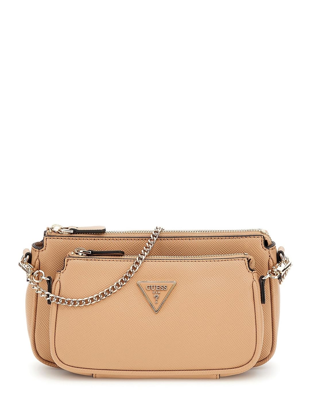 Guess Noelle Dbl Pouch Crossbody Bag Beige, Beige