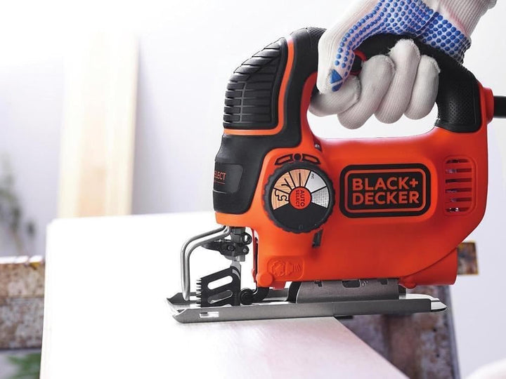 Black & Decker Autoselect Stichsäge mit Klinge, orange, KS801SE 550 wattsW, 18 voltsV Metallsäge, Me