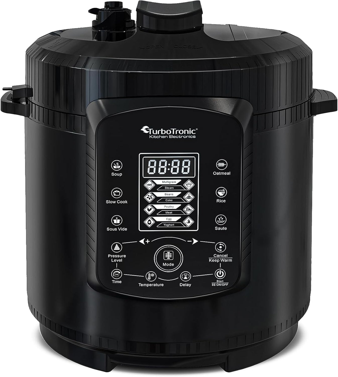 TurboTronic Druckkochtopf 6L mit 2x Topf Edelstahltopf und beschichtet, Dampfgarer, Multikocher, ele