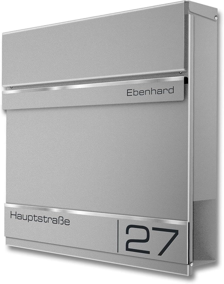 Metzler Briefkasten Graualuminium - Postkasten mit individueller Laser Gravur - RAL9007 Graualuminiu