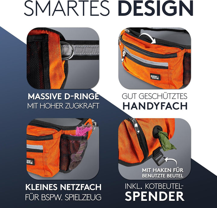 PAWZONE Futterbeutel Hunde - Leckerlibeutel für Hunde - Bauchtasche für Hunde Zubehör - Leckerlitasc