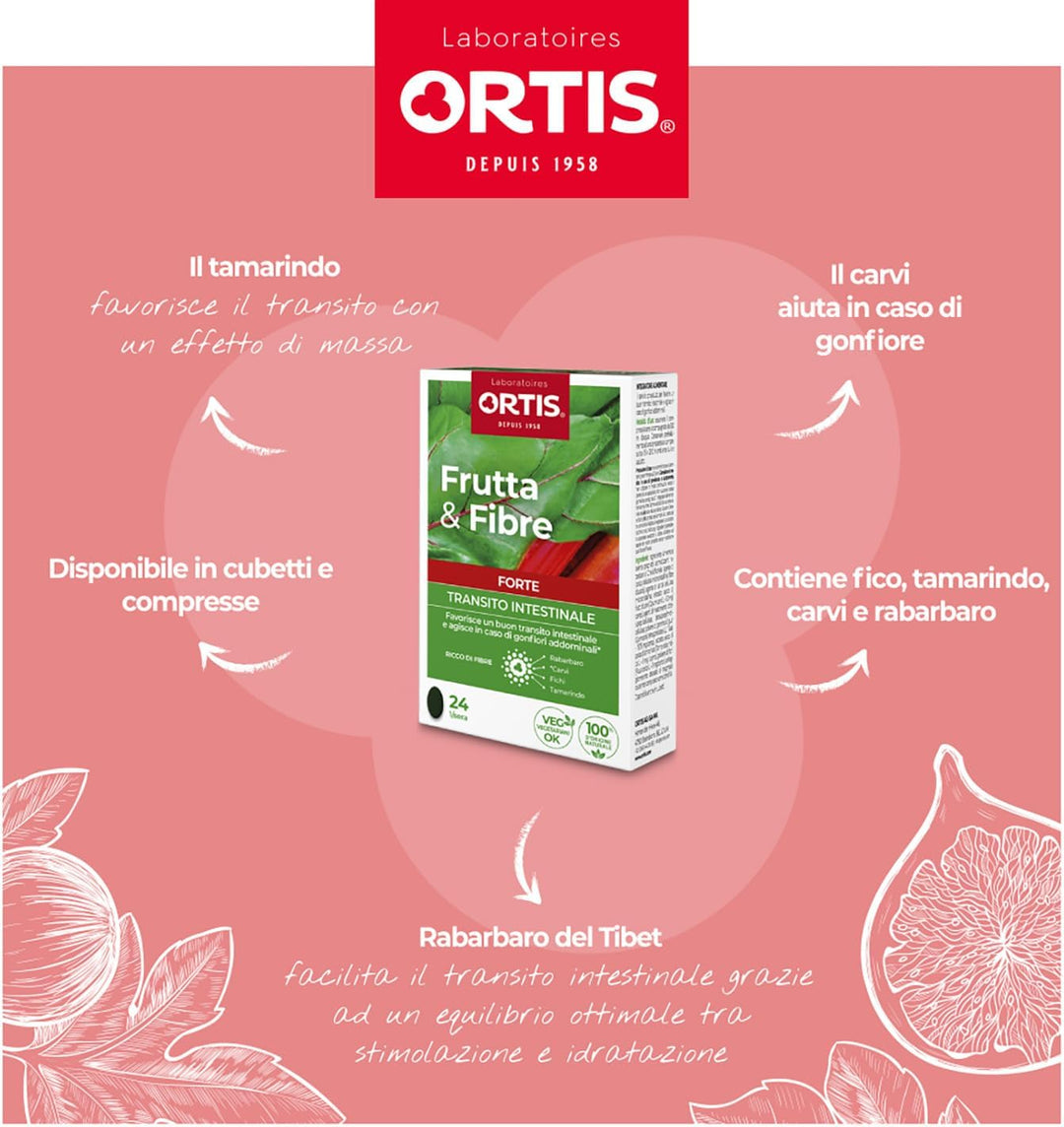 Ortis Frutta&Fibre Forte Integratore Transito Intestinale 24 Compresse
