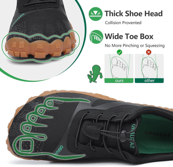 SAGUARO Unisex Barfussschuhe Outdoor Zehenschuhe Traillaufschuhe 39 EU Schwarzbraun, 39 EU Schwarzbr