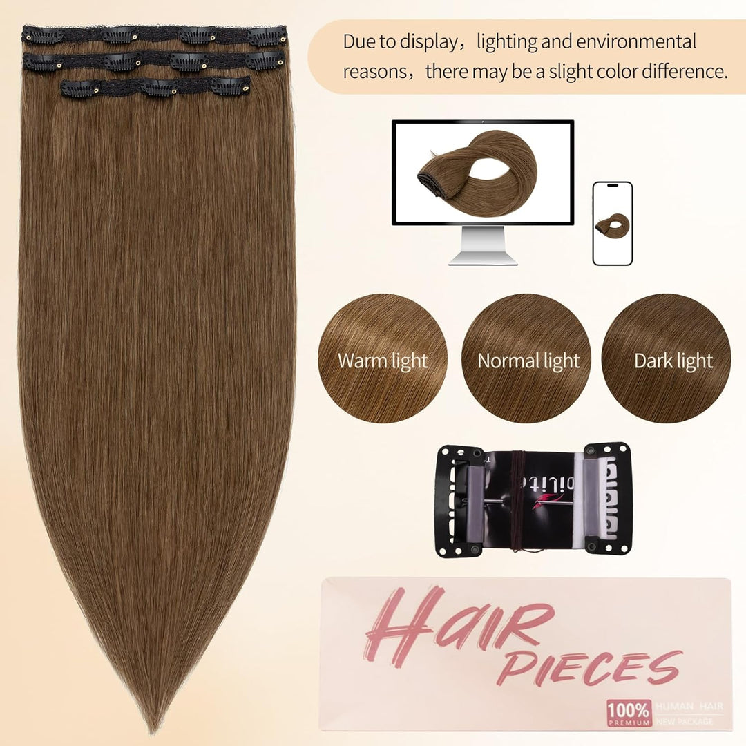 S-noilite Clip in Extensions Echthaar Schokoladenbraun 25cm 56g Extensions Clip in Echthaar Haarverl