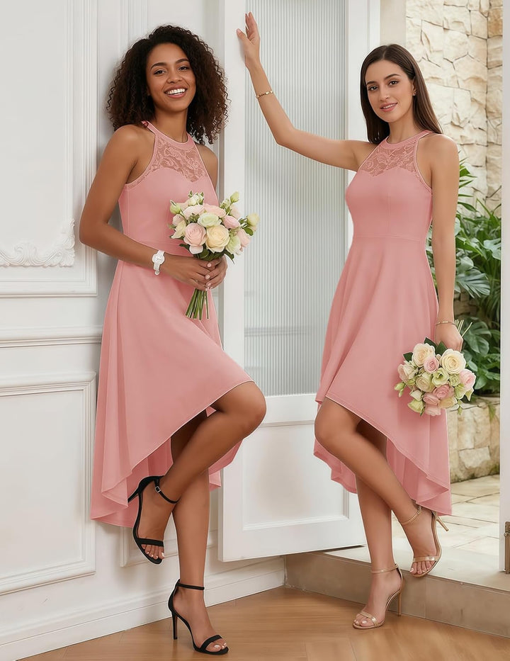 Bbonlinedress Abendkleider elegant für Hochzeit gast festliches Kleid Damen Neckholder Konfirmations