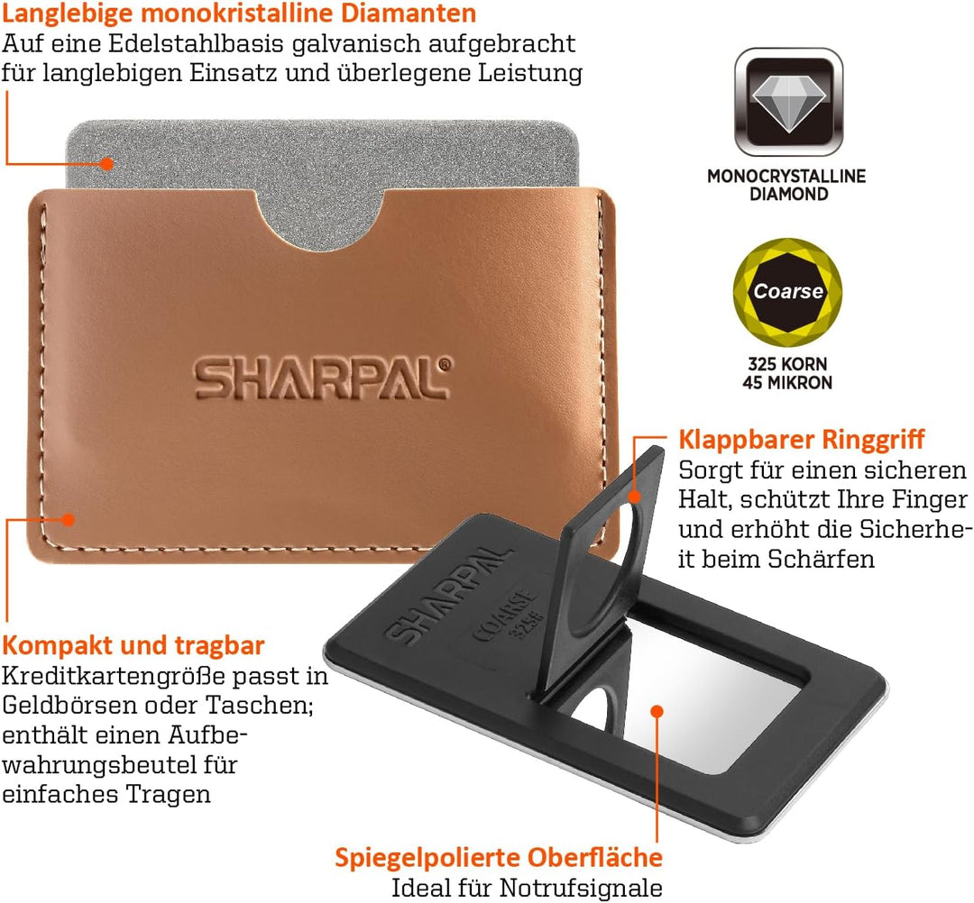 SHARPAL 113N Diamant-Schleifstein in Kreditkartengrrösse, Pocket-Diamant-Weräkzeugschärfer (Grob Kör