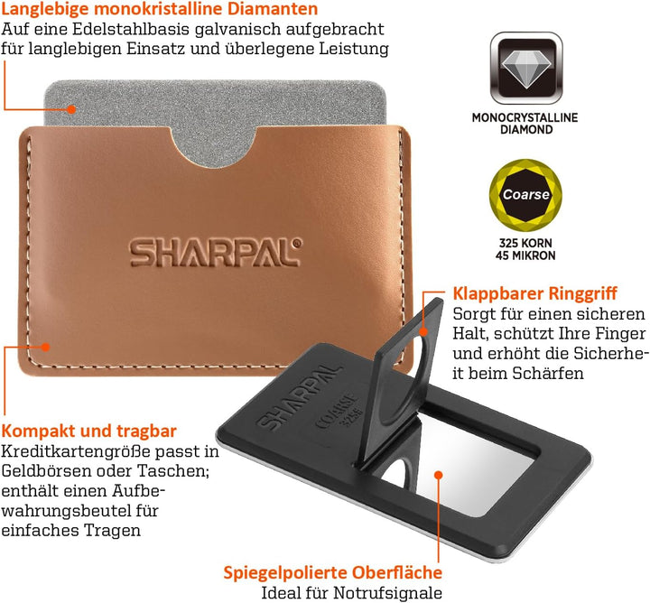SHARPAL 113N Diamant-Schleifstein in Kreditkartengrrösse, Pocket-Diamant-Weräkzeugschärfer (Grob Kör