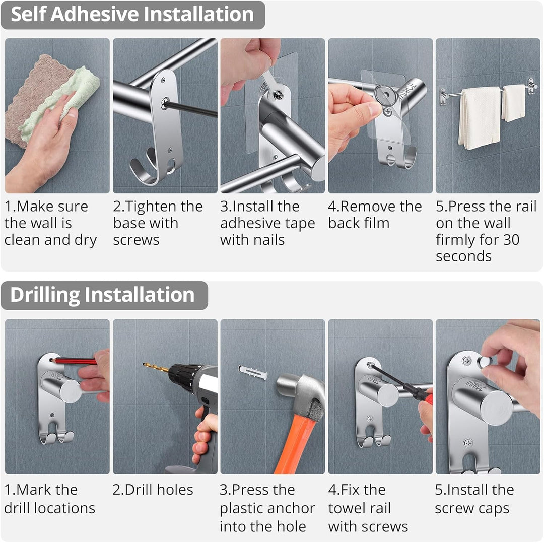 TANiCE Handtuchhalter 40-70cm einstellbar Edelstahl Handtuchstange wandmontage Badetuchhalter Handtu