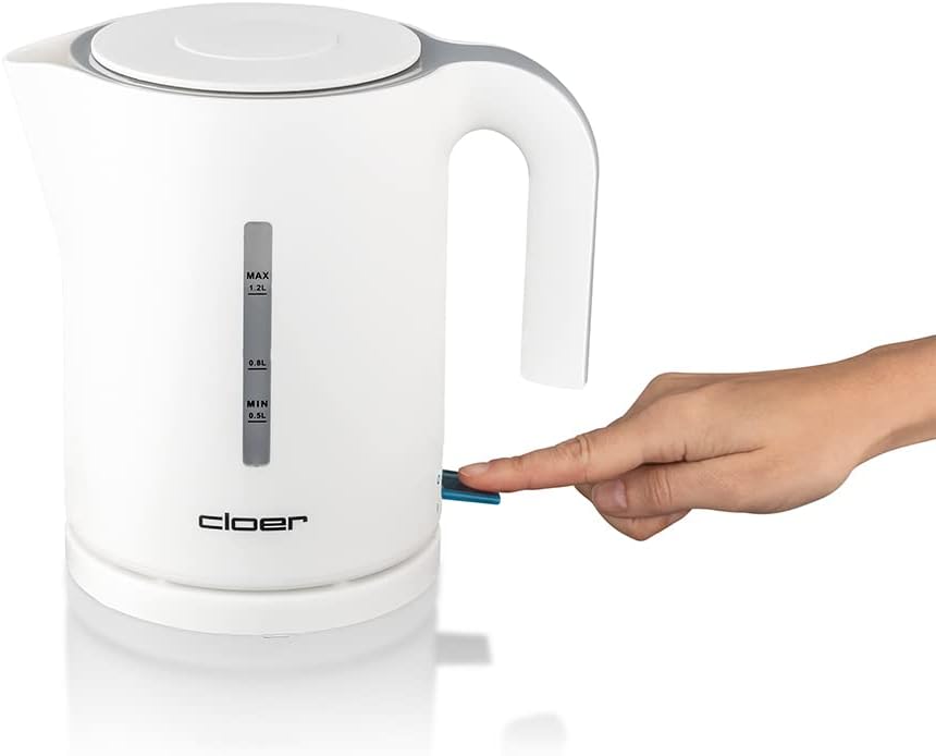 Cloer 4121 Wasserkocher, 2200 W, grosse Wasserstandsanzeige, Trockengeh- und Überhitzungsschutz, 1,2