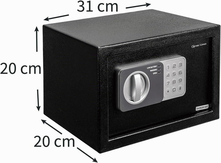 Genie Hand – Safe mit Elektronik Zahlenschloss und Schlüssel Tresor Anti-Bounce – B-Klasse-Schloss –