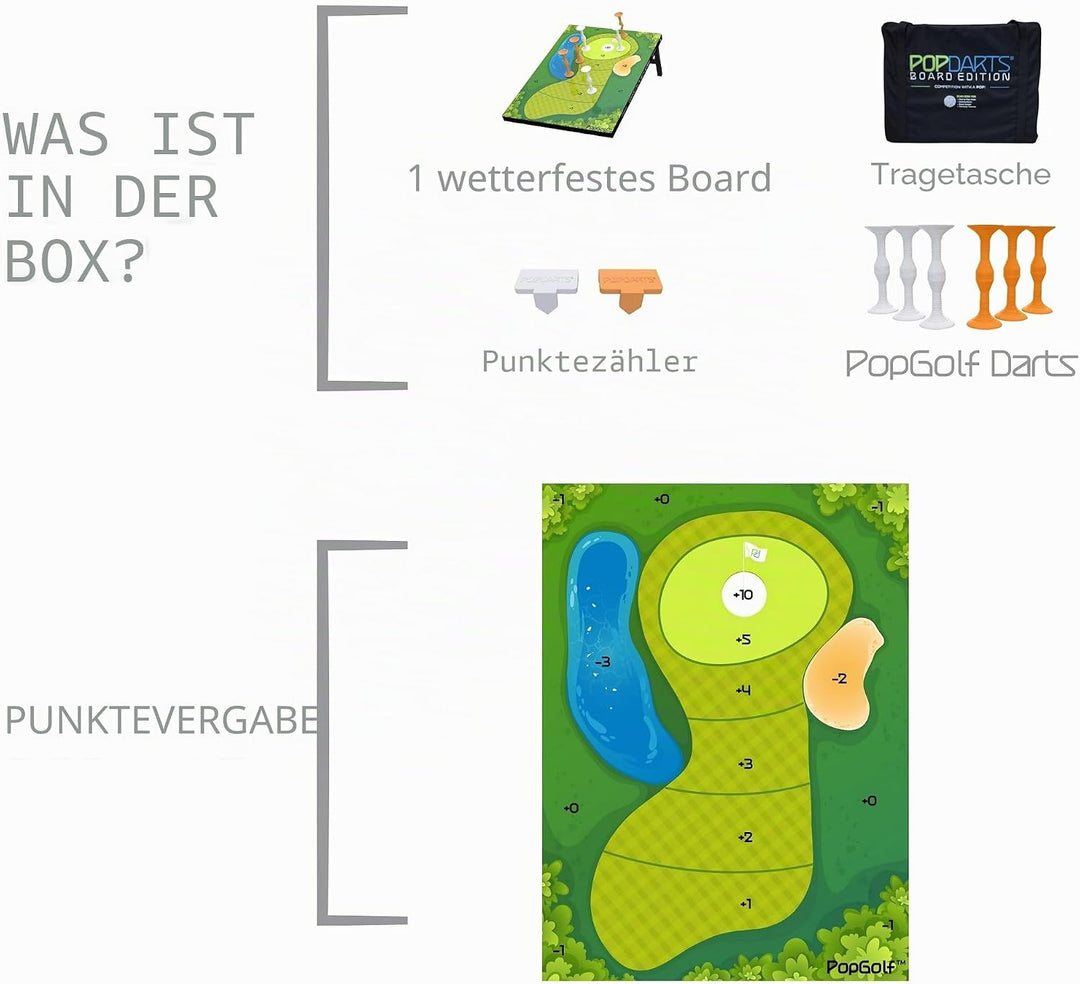 PopGolf Board Edition Set - Popdarts Hinterhof, Indoor und Outdoor Spiel für alle Altersgruppen - To