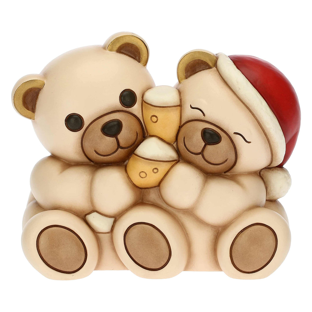 THUN - Weihnachten 2022 - Deko Teddy Paar Brinde aus Keramik von Hand verziert - Geschenkidee Weihna