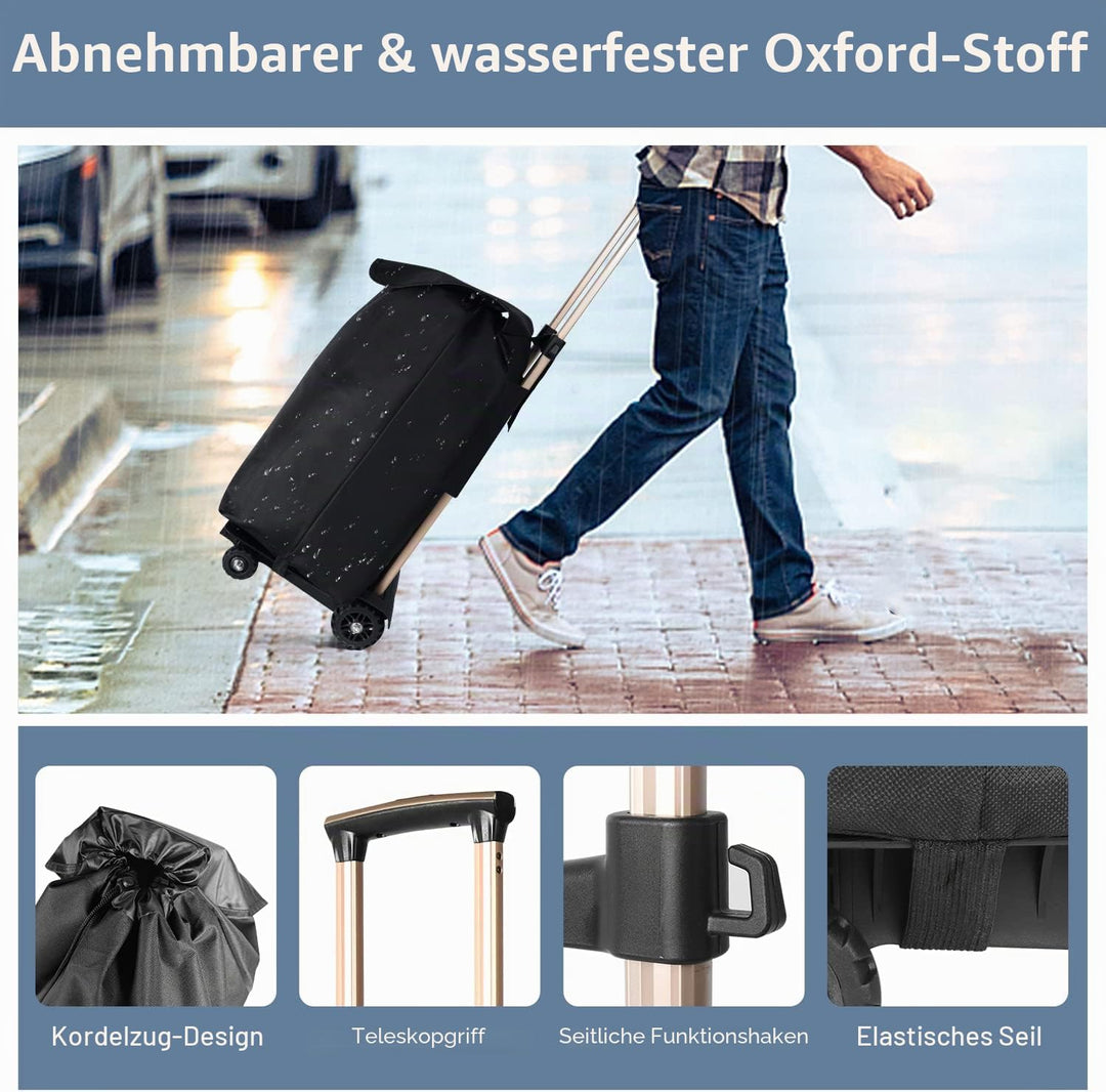 Faltbarer Handwagen, geräuschlose, verschleissfeste PU-Tankräder und einstellbare Aluminium-Deichsel